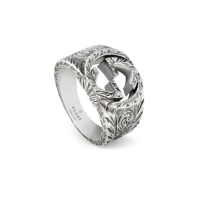 Gucci Interlocking Ladies' Silver M-N Ring