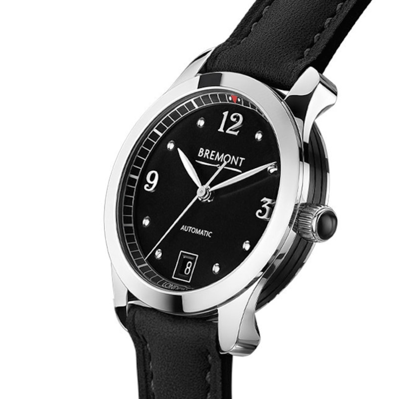 Bremont Solo-34 Aj Ladies' Black Leather Strap Watch