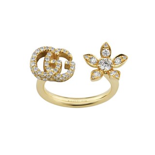 Gucci Flora 18ct Yellow Gold And Diamond M N Open Ring Ernest Jones 9430