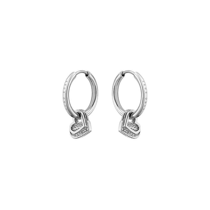 BOSS Soulmate Ladies' Crystal Heart Stainless Steel Earrings