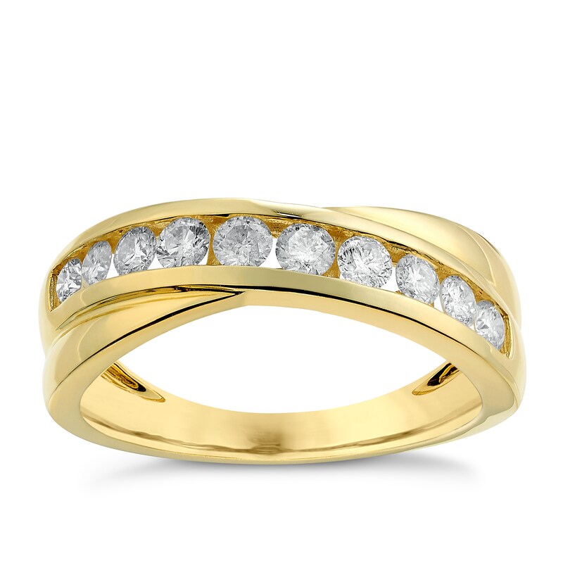 9ct Yellow Gold 0.50ct Crossover Diamond Ring