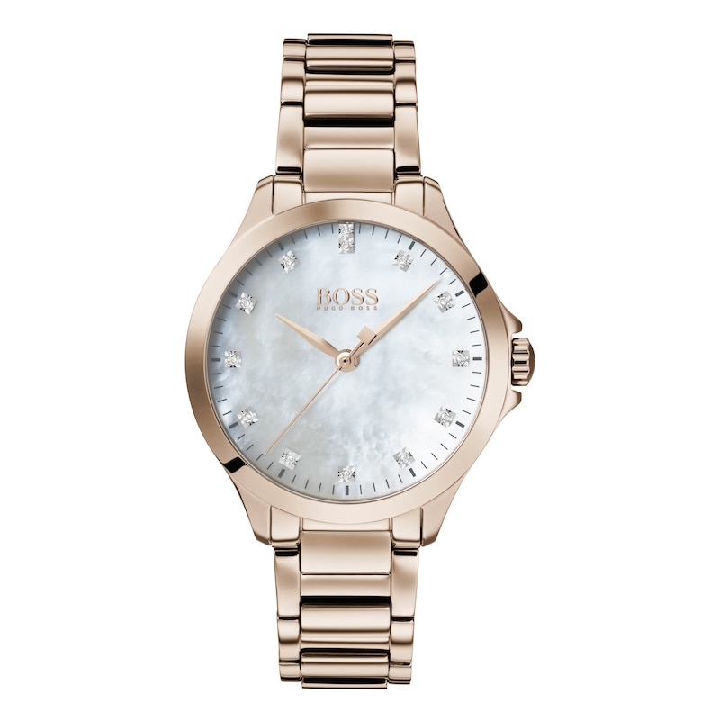 BOSS Ladies' Diamond Rose Gold-Tone Bracelet Watch