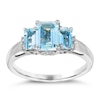 Thumbnail Image 0 of 9ct White Gold Aquamarine & Diamond Trilogy Ring