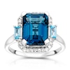 Thumbnail Image 2 of 9ct White Gold 0.10ct Diamond London Blue Topaz Pavé Ring