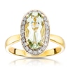 Thumbnail Image 2 of 9ct Yellow Gold 0.15ct Diamond Green Amethyst Oval Ring