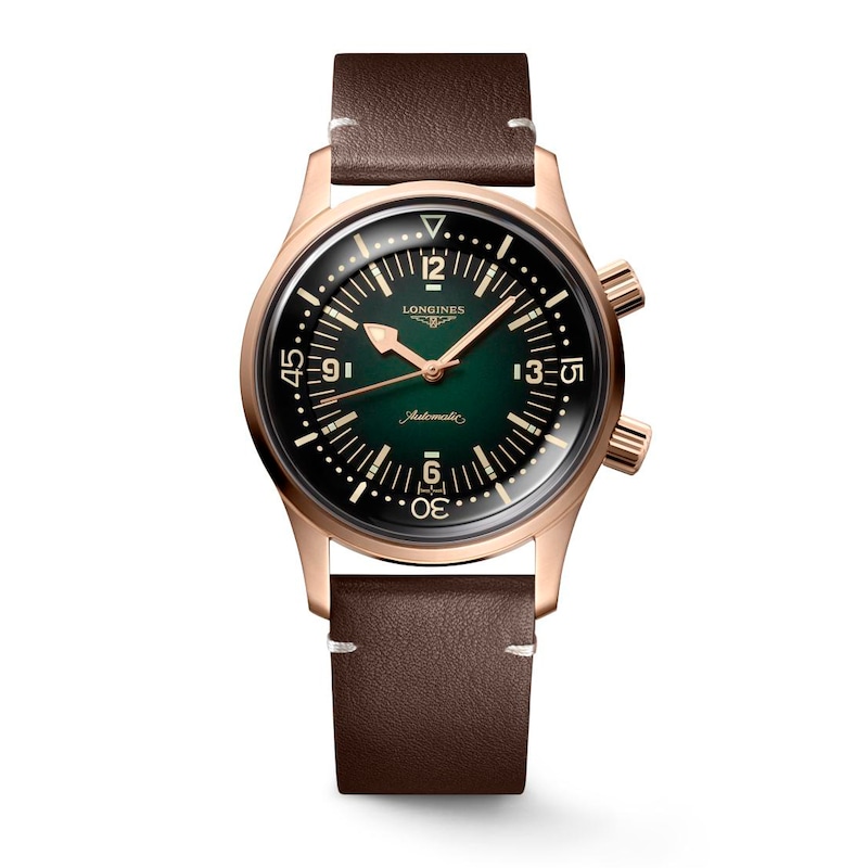 Longines Legend Diver Men's Bronze & Brown Leather Strap Watch