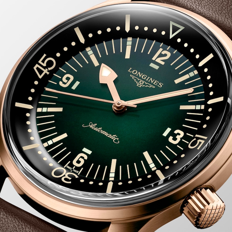 Longines Legend Diver Men's Bronze & Brown Leather Strap Watch