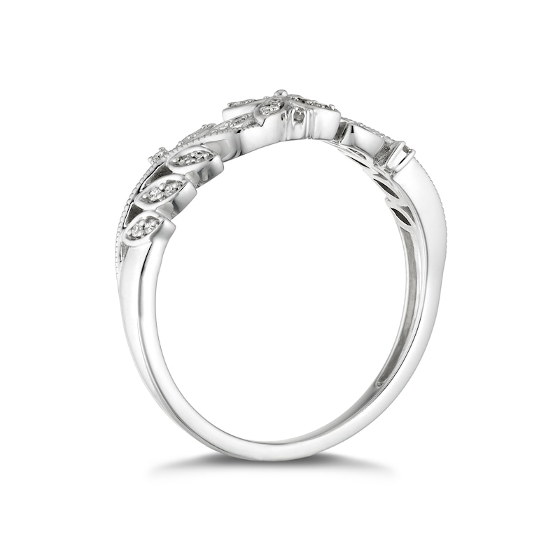 9ct White Gold 0.10ct Diamond Fancy Ring