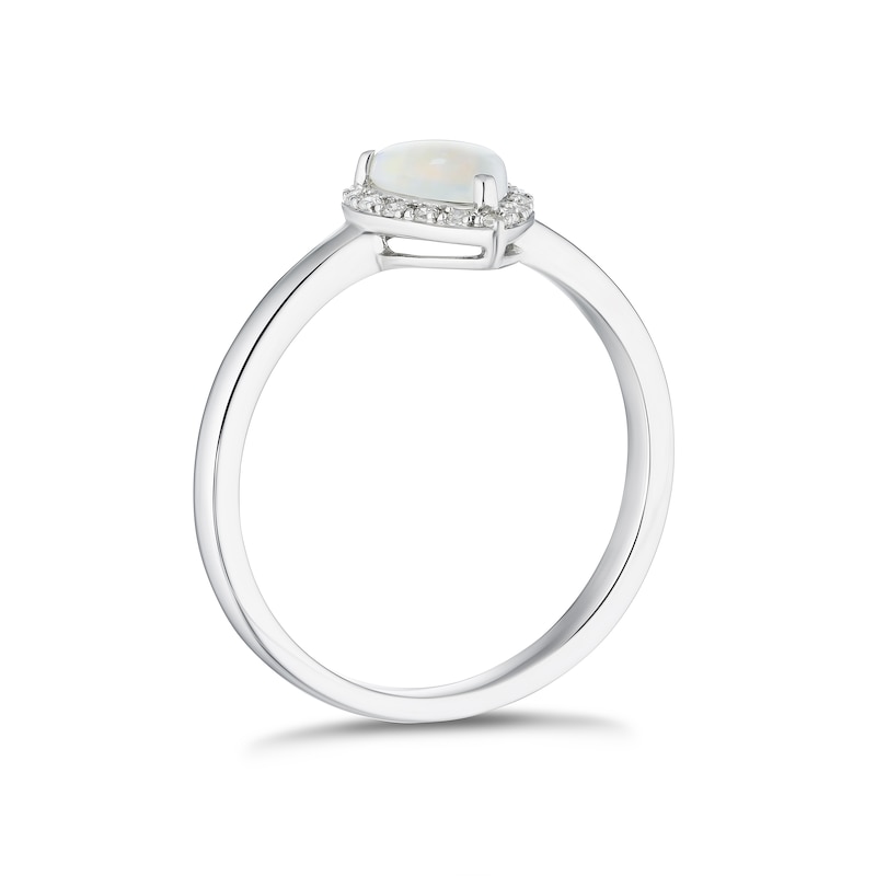 9ct White Gold Opal & Diamond Pear Halo Ring