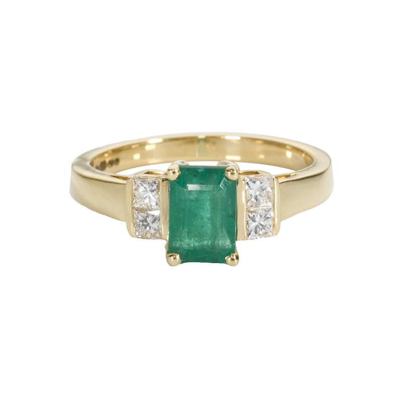 18ct Gold Emerald & 0.25ct Diamond Ring