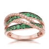Thumbnail Image 2 of 14ct Rose Gold 0.18ct Nude Diamond & Emerald Ring