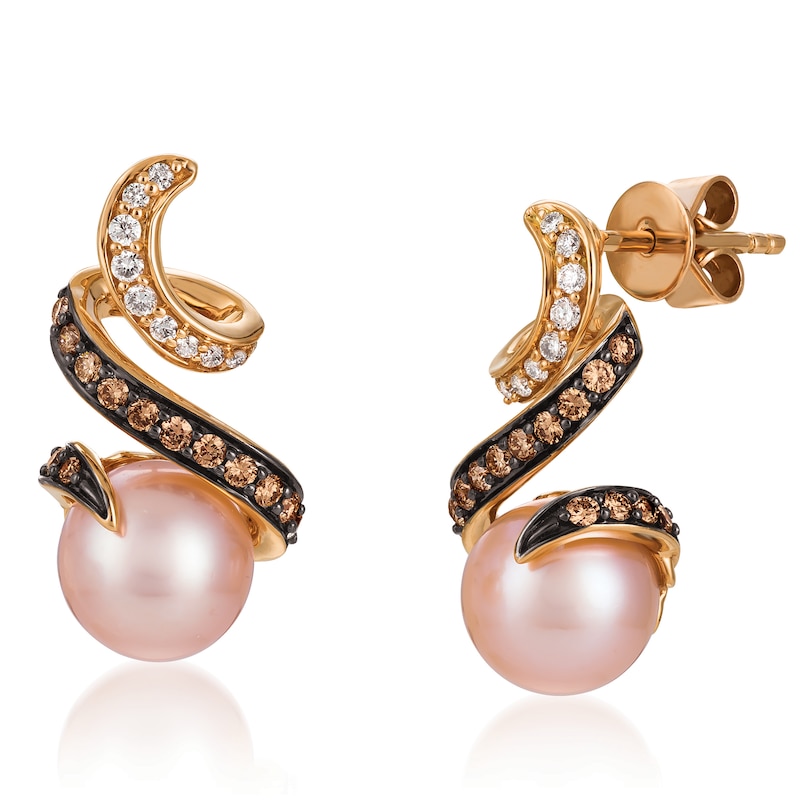 Le Vian 14ct Rose Gold Pearl & 0.29ct Diamond Earrings