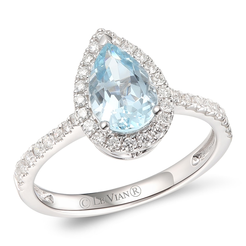 Le Vian 14ct White Gold Aquamarine & 0.29ct Diamond Ring