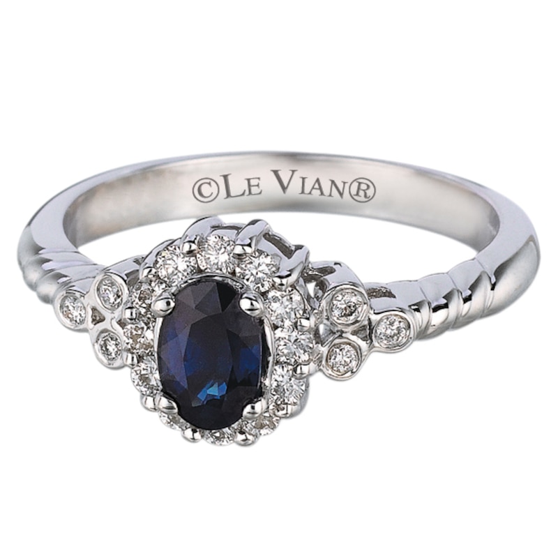 Le Vian 14ct White Gold Sapphire & 0.23ct Diamond Oval Halo Ring