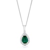 Thumbnail Image 0 of 9ct White Gold Created Emerald & CZ Cluster Pear Pendant