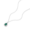 Thumbnail Image 1 of 9ct White Gold Created Emerald & CZ Cluster Pear Pendant