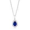 Thumbnail Image 0 of 9ct White Gold Created Sapphire & CZ Pear Cluster Pendant