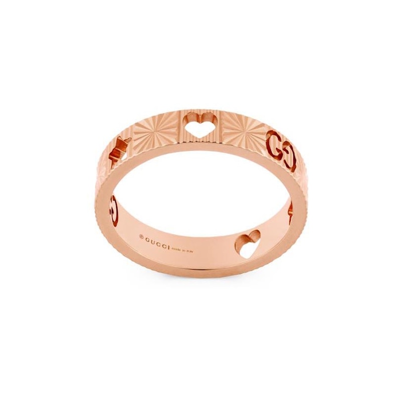 Gucci Icon 18ct Rose Gold Star Ring Size K-L