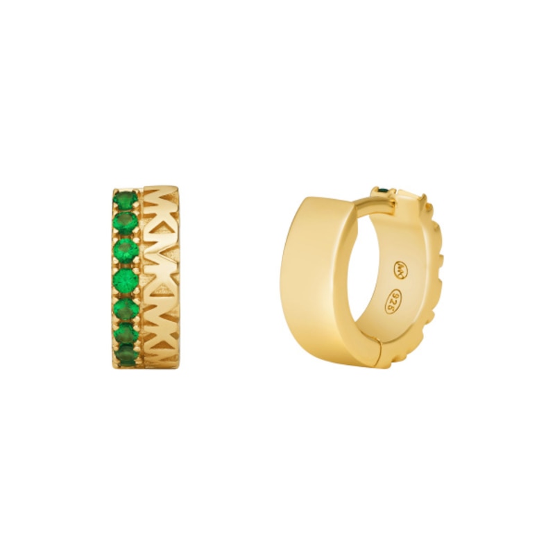 Michael Kors 14ct Gold Plated Green Stone Rondelle Earrings