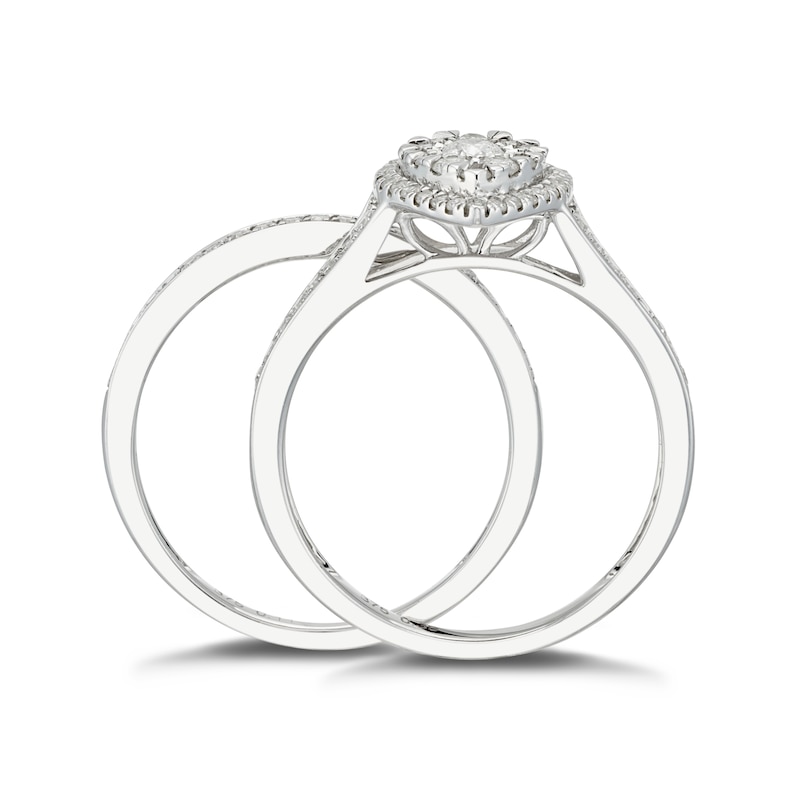 9ct White Gold 0.50ct Diamond Pear Halo Bridal Set