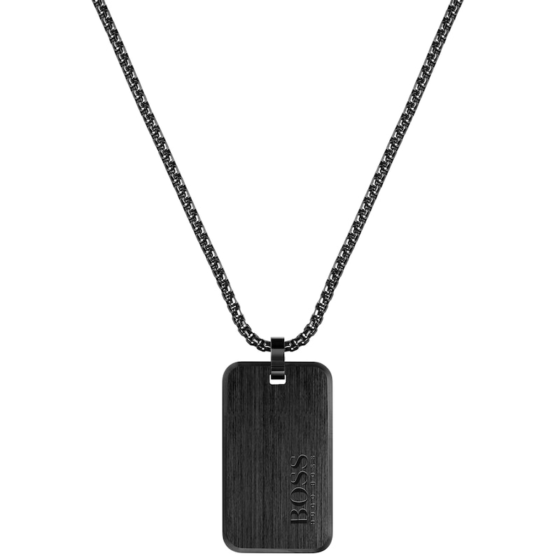 BOSS ID Men's Bronze Tone Stainless Steel Dog Tag Necklace