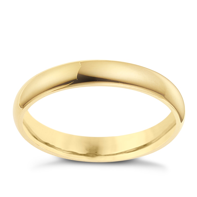9ct Yellow Gold 3mm Super Heavyweight Court Ring