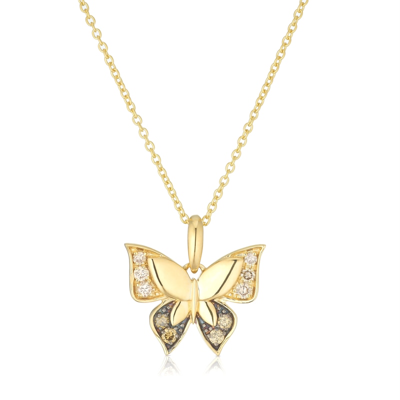 Le Vian 14ct Yellow Gold 0.14ct Diamond Butterfly Pendant