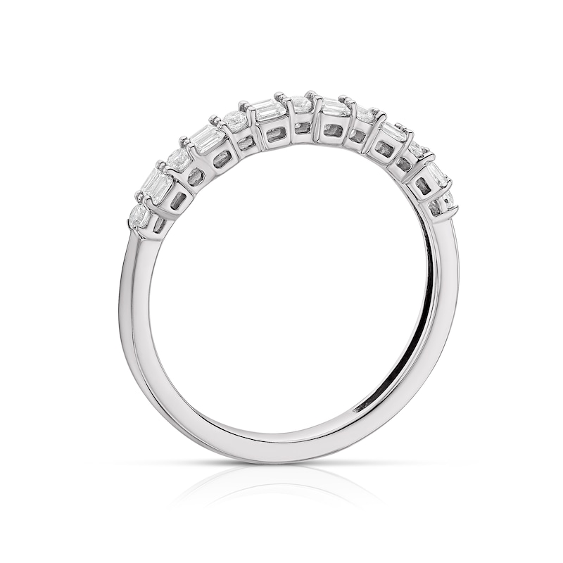 Platinum 0.25ct Diamond Round & Baguette Cut Eternity Ring