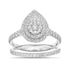 Thumbnail Image 0 of 18ct White Gold 0.75ct Diamond Pear Shape Halo Cluster Bridal Set