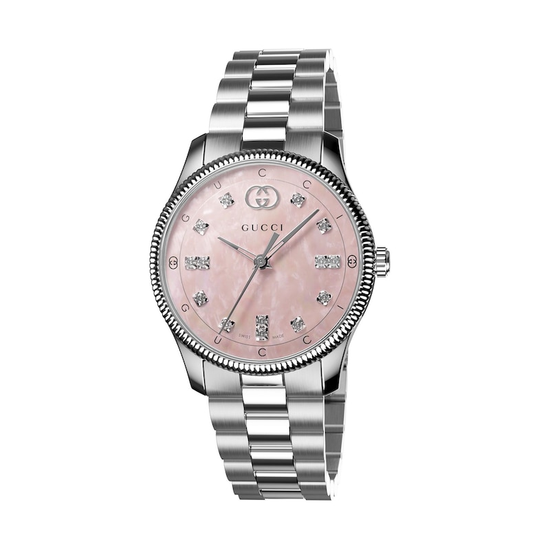 Gucci G-Timeless collection Diamond & Mother Of Pearl Bracelet Watch