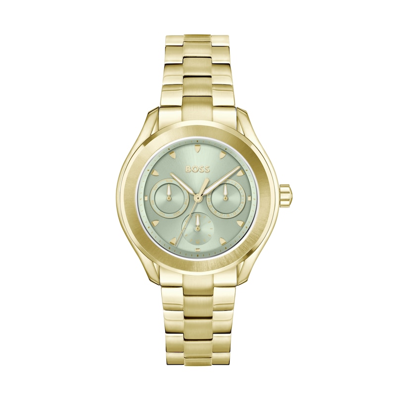 BOSS Lida Ladies' Green Dial & Gold-Tone IP Bracelet Watch