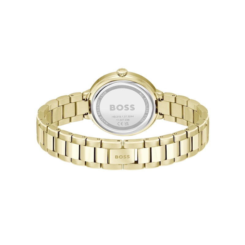 BOSS Sena Ladies' White Dial & Gold-Tone IP Bracelet Watch