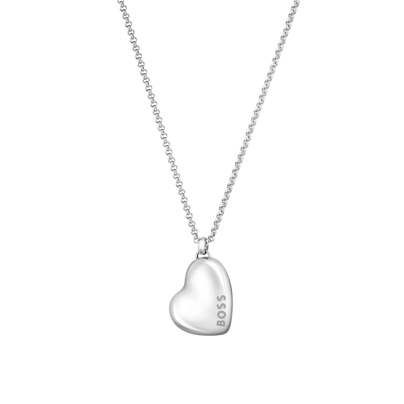 BOSS Honey Stainless Steel 18+2 Inch Heart Shaped Pendant Necklace