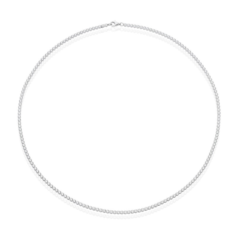 Sterling Silver 18 Inch Cubic Zirconia Tennis Necklace