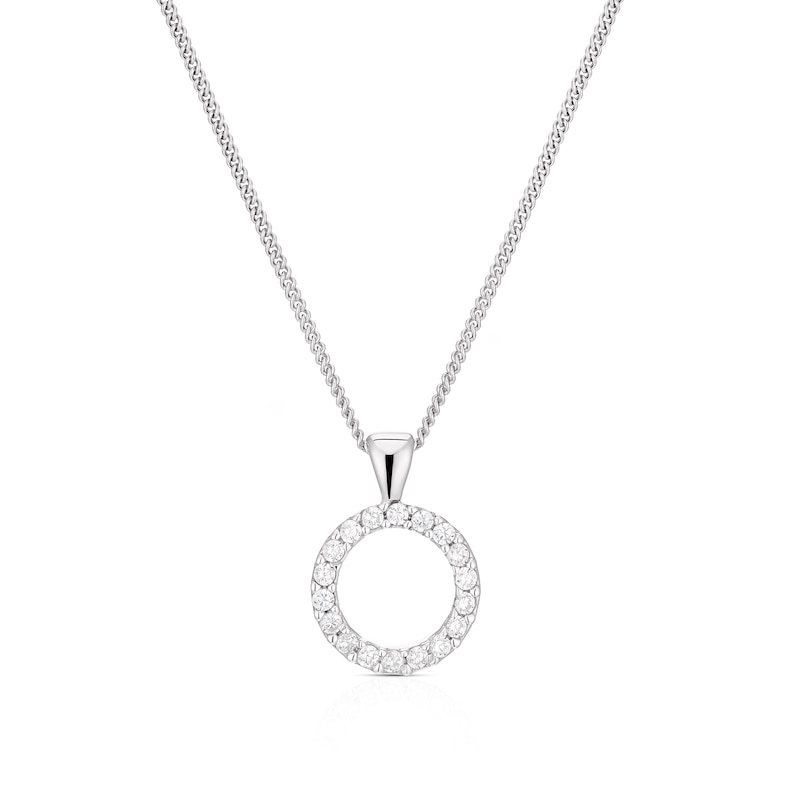 Sterling Silver Cubic Zirconia Circle Pendant Necklace