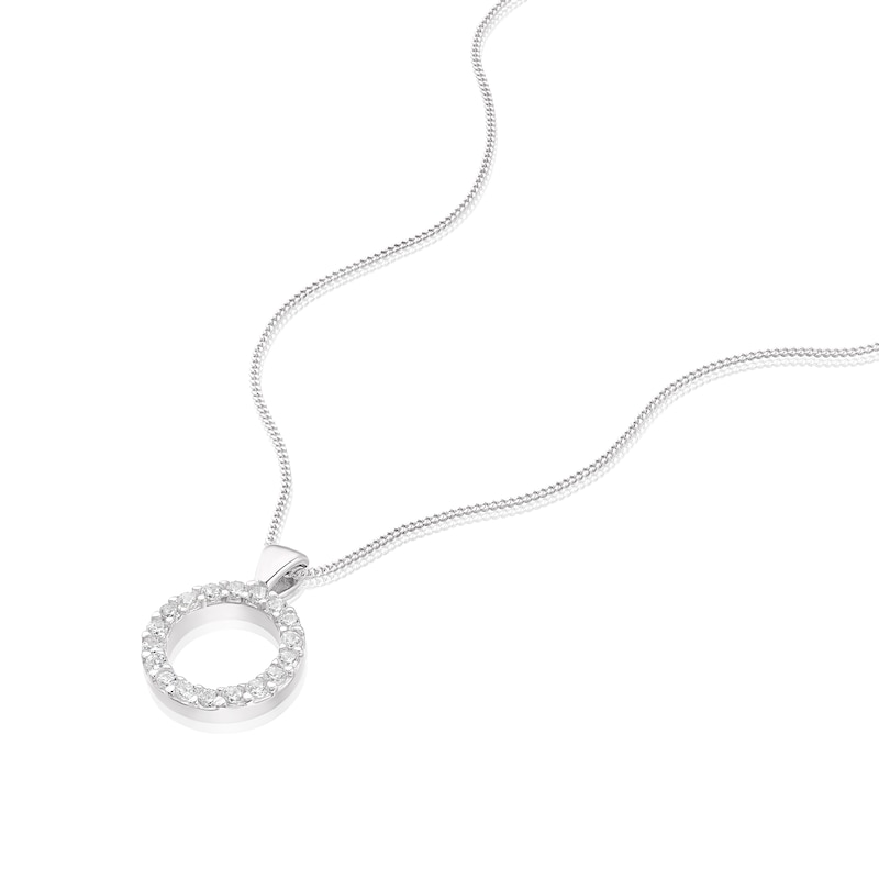 Sterling Silver Cubic Zirconia Circle Pendant Necklace