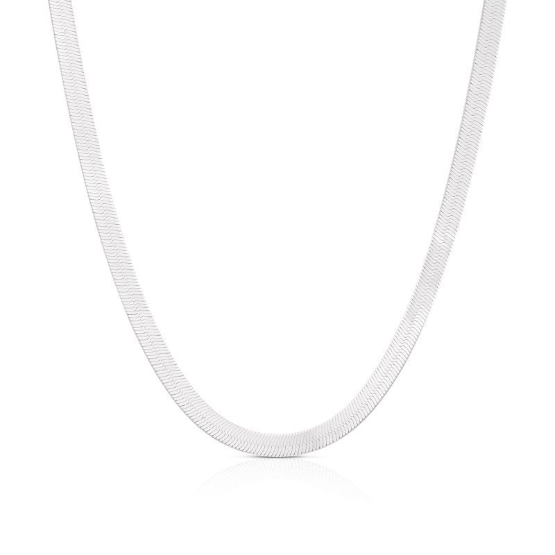 Sterling Silver 16+2 Inch Flat Herringbone Chain Necklace