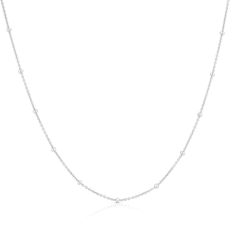 Sterling Silver 18 Inch Beaded Station Chain Necklace