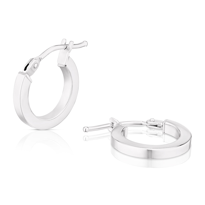 9ct White Gold 8mm Plain Round Creole Hoop Earrings