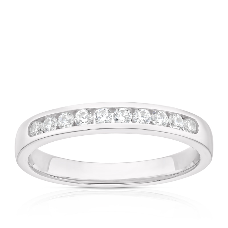 9ct White Gold CZ Channel Set Eternity Ring