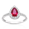 Thumbnail Image 0 of 9ct White Gold Created Ruby & CZ Pear Shaped Ring