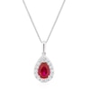 Thumbnail Image 0 of 9ct White Gold 18 Inch Created Ruby & CZ Pear Shaped Pendant
