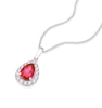 Thumbnail Image 1 of 9ct White Gold 18 Inch Created Ruby & CZ Pear Shaped Pendant
