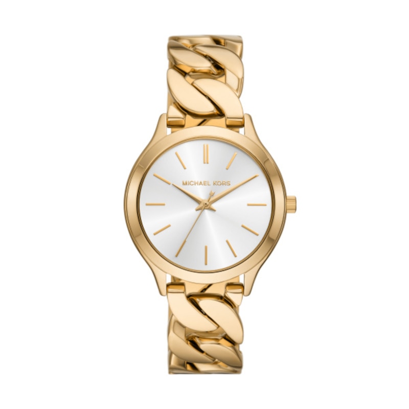 Michael Kors Runway Gold-Tone Curb Chain Bracelet Watch