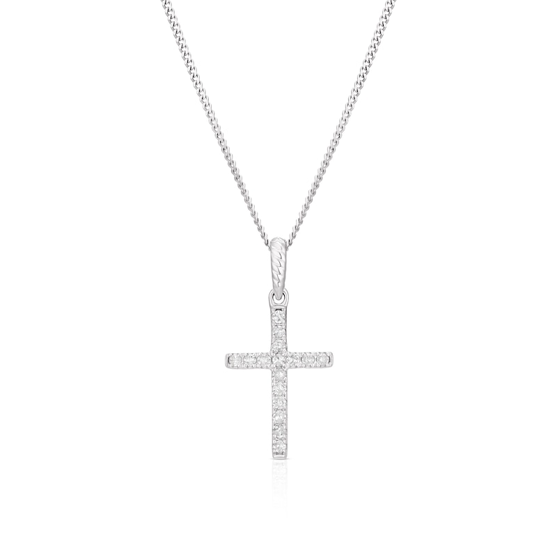 Sterling Silver 0.10ct Diamond Cross Pendant