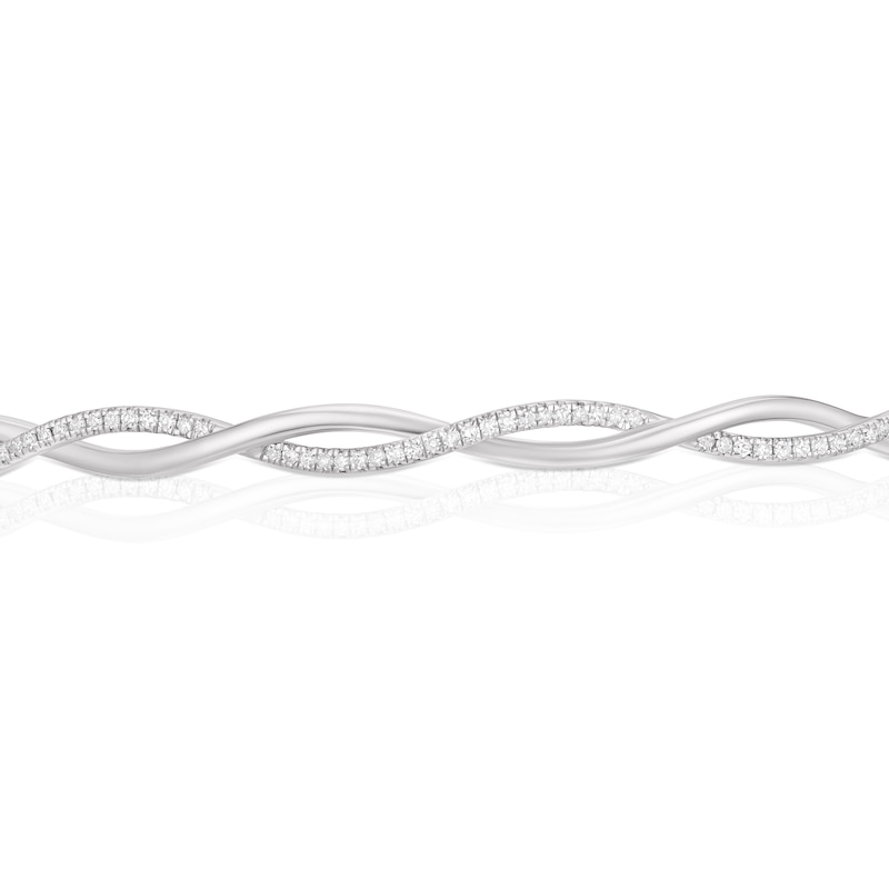Sterling Silver 0.20ct Diamond Twisted Bangle
