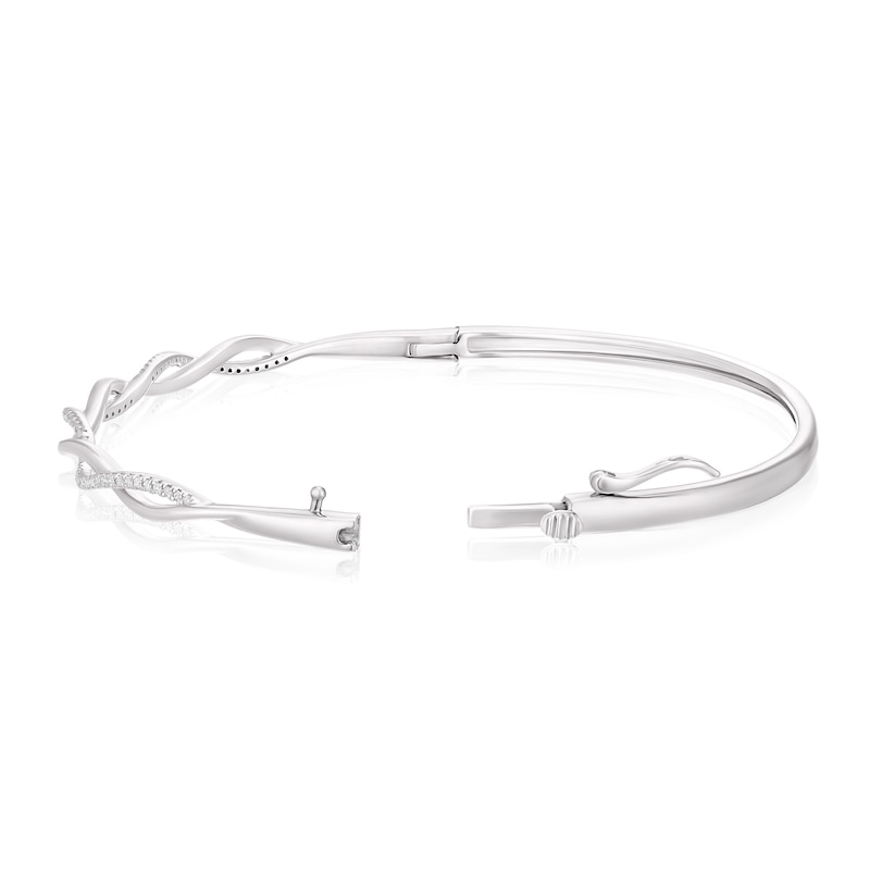 Sterling Silver 0.20ct Diamond Twisted Bangle