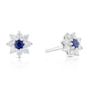 Thumbnail Image 0 of 9ct White Gold Blue Sapphire & 0.33ct Diamond Flower Earrings