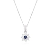 Thumbnail Image 0 of 9ct White Gold Blue Sapphire & 0.25ct Diamond Flower Pendant