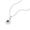 Thumbnail Image 1 of 9ct White Gold Blue Sapphire & 0.25ct Diamond Flower Pendant
